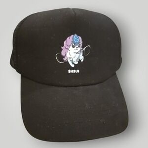 $HSUI Pokemon Crypto Meme Coin Hat Mascot Suicune Big X Black Trucker Snapback